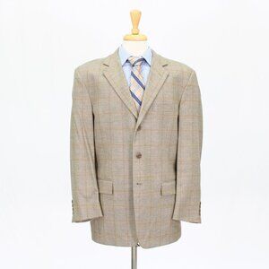 Tallia 42R Brown Check 3-Button Sport Coat Blazer Jacket O653